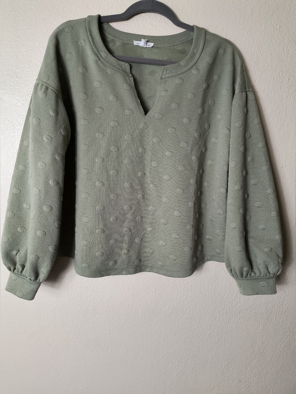 Blu Pepper Sage Green Textured Pullover - Picture 3 of 10